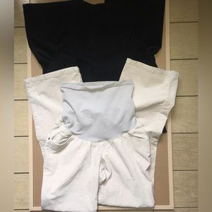 Motherhood Maternity Lot: 2 Corduroys Secret Fit Belly Med Black, Cream Boot Cut
